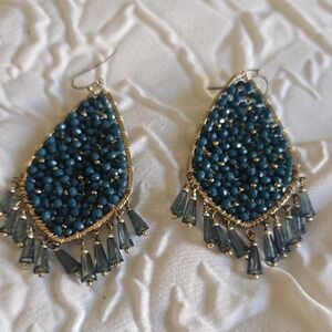 Elegant Blue Beaded Earrings